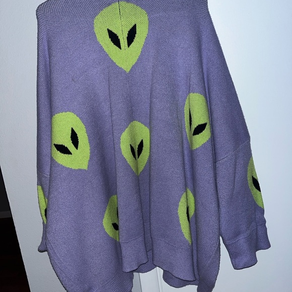 Dressed in LaLa Purple Alien Patterned Women's Sweater - Picture 4 of 5